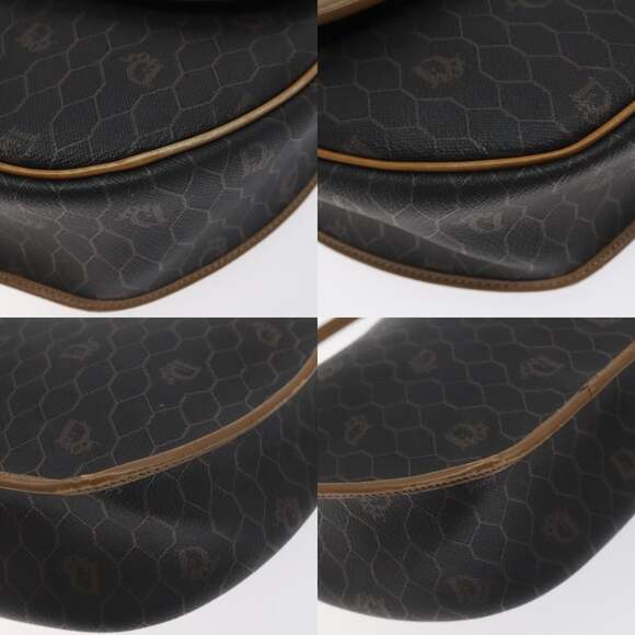 DIOR Honeycomb Canvas Shoulder Bag Pvc Leather Black Gold - Picture 10 of 12
